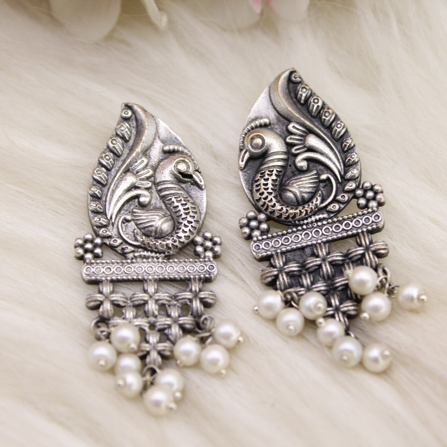 Benafsha Earrings | German Silver Balis