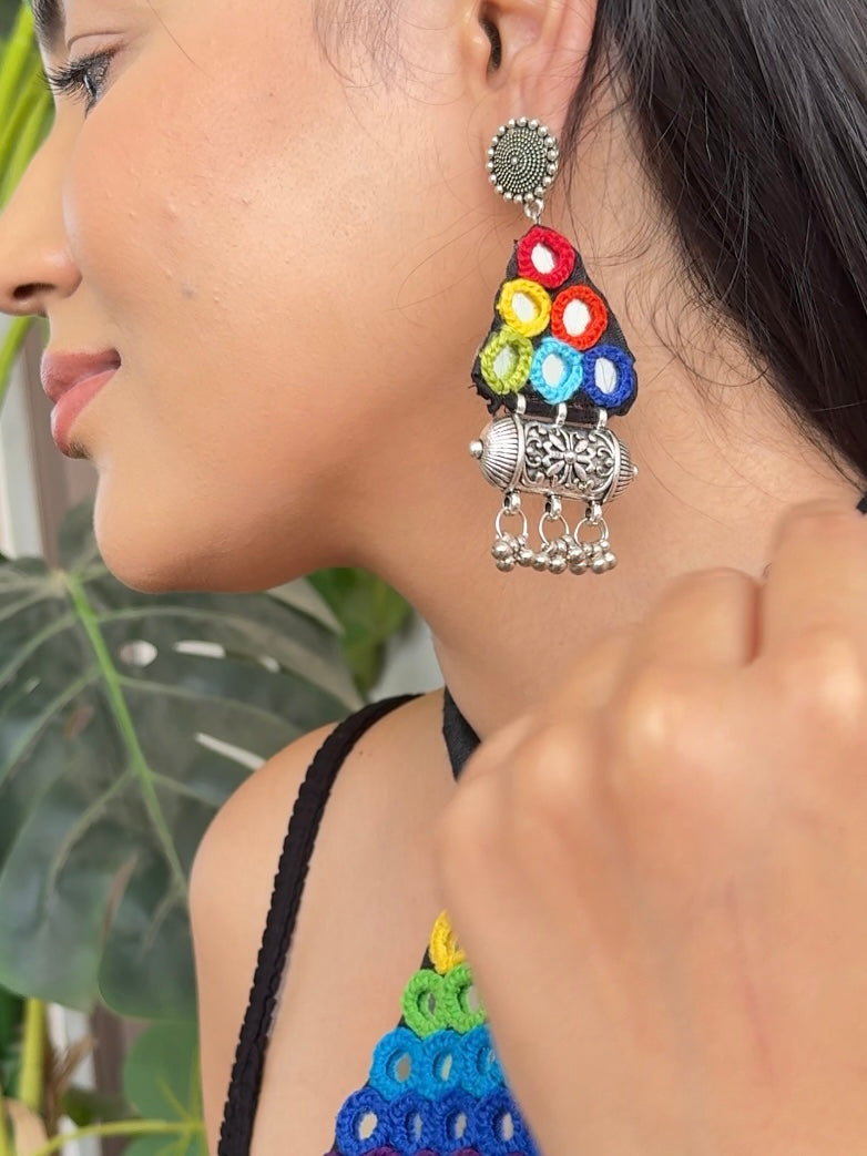 Tisha Mirrorwork Fabric Necklace + Ring + Belt + Earrings | Combo set