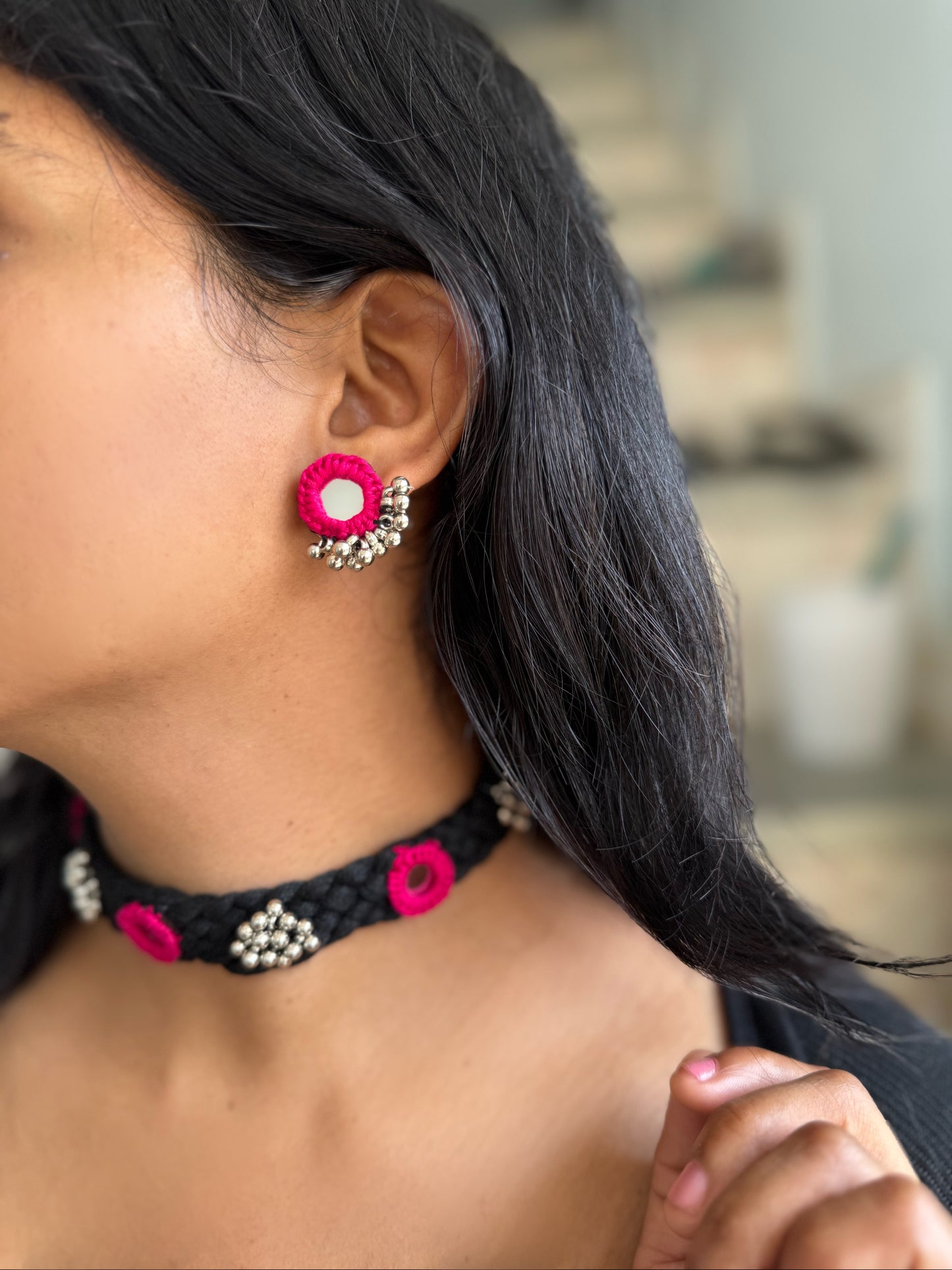 Shivai Mirrorwork Fabric Choker | Necklace