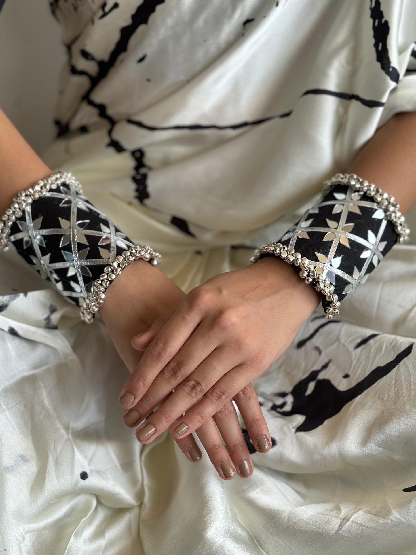 Swapnila Mirrorwork Fabric Bracelet | Handcuff