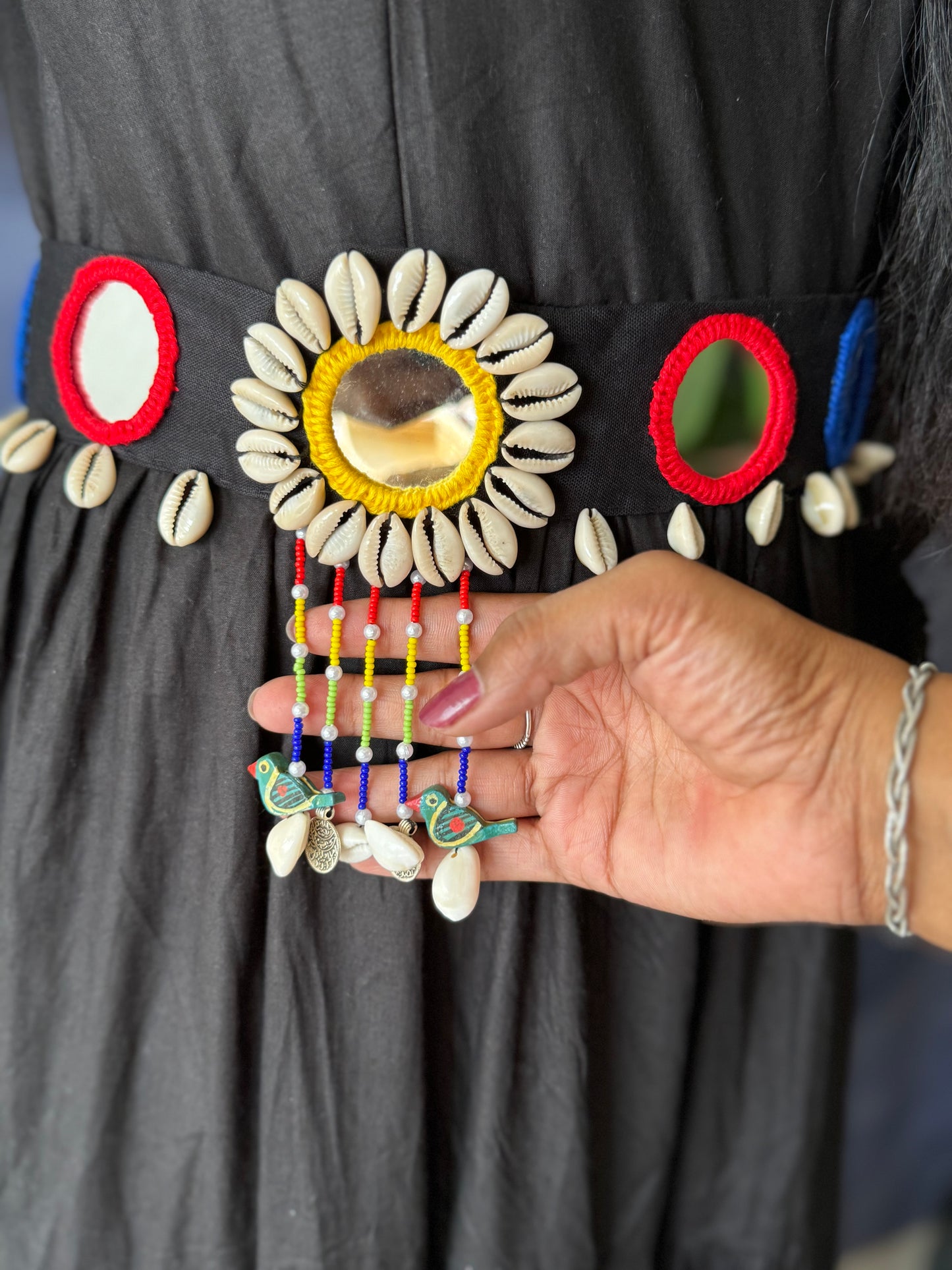 Tisha Mirrorwork Fabric Necklace + Ring + Belt + Earrings | Combo set