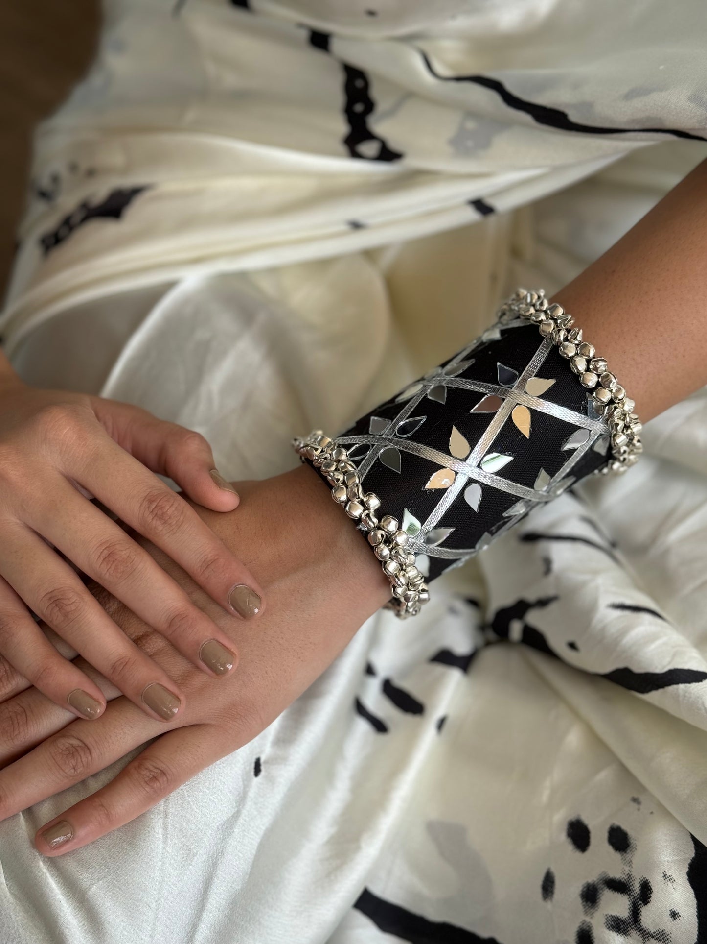 Swapnila Mirrorwork Fabric Bracelet | Handcuff