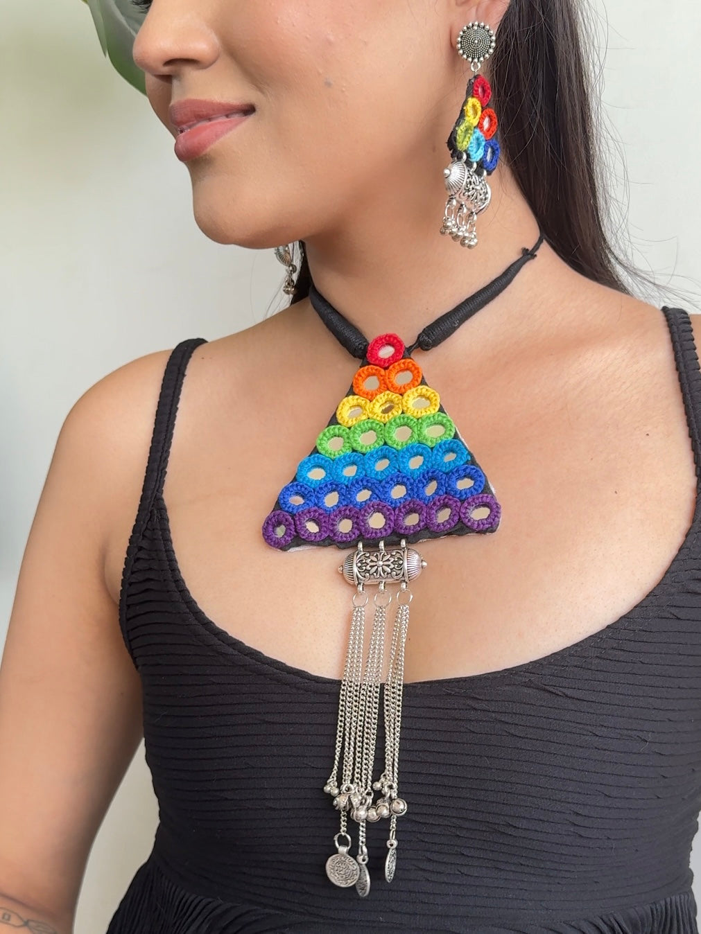 Tisha Mirrorwork Fabric Necklace + Ring + Belt + Earrings | Combo set