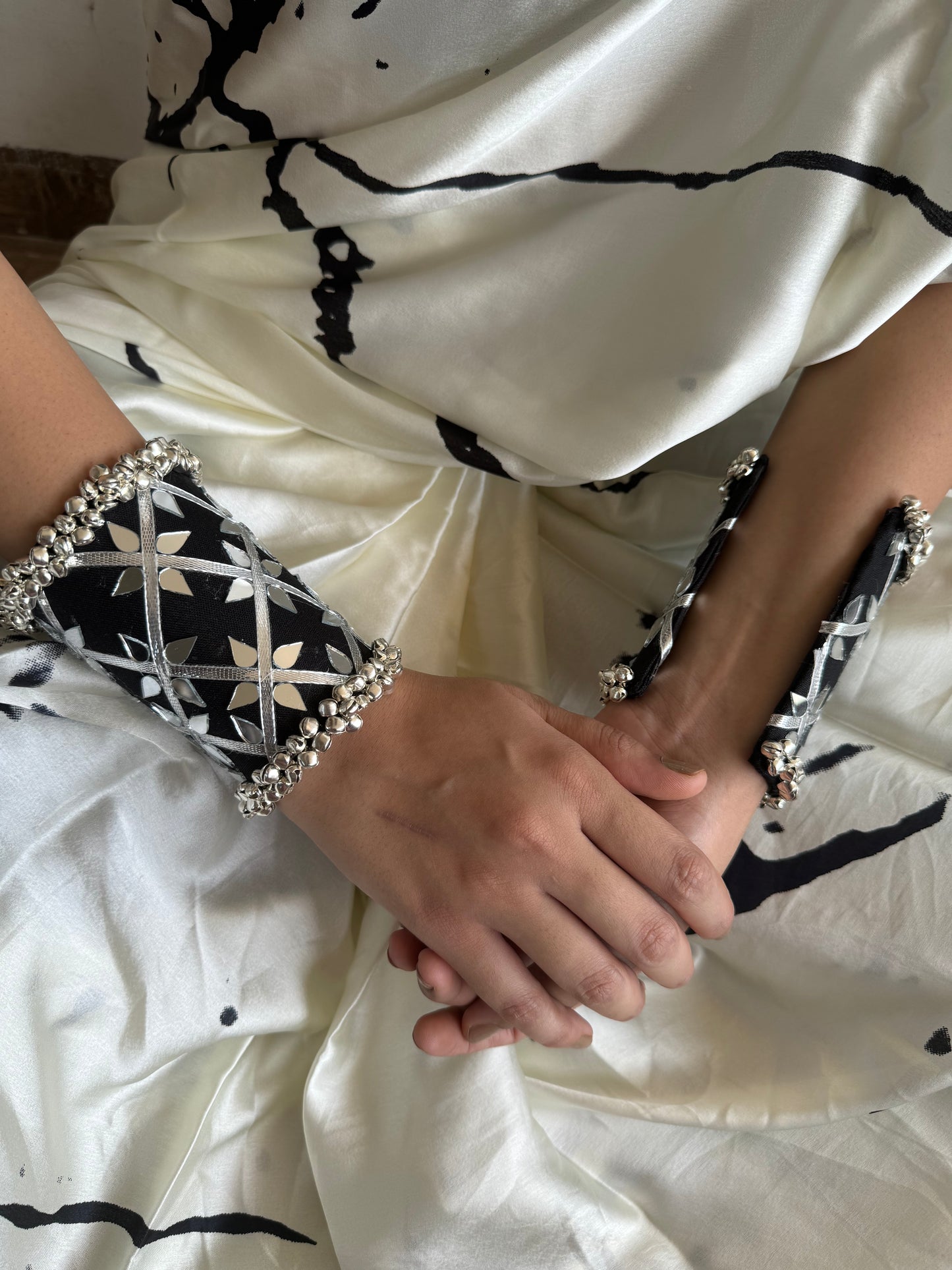 Swapnila Mirrorwork Fabric Bracelet | Handcuff