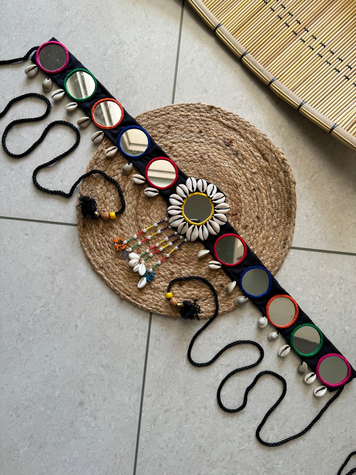 Tisha Mirrorwork Fabric Necklace + Ring + Belt + Earrings | Combo set