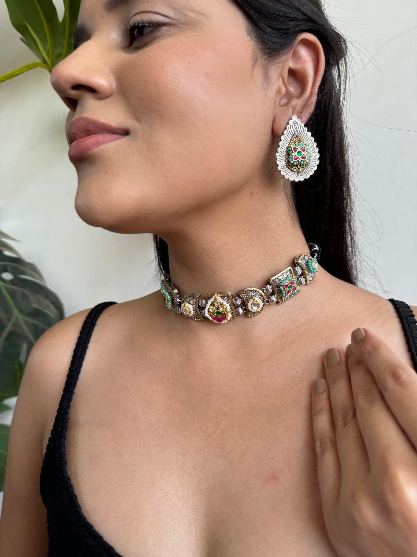 Sakshi Fusion Choker Set | Necklace + Earrings