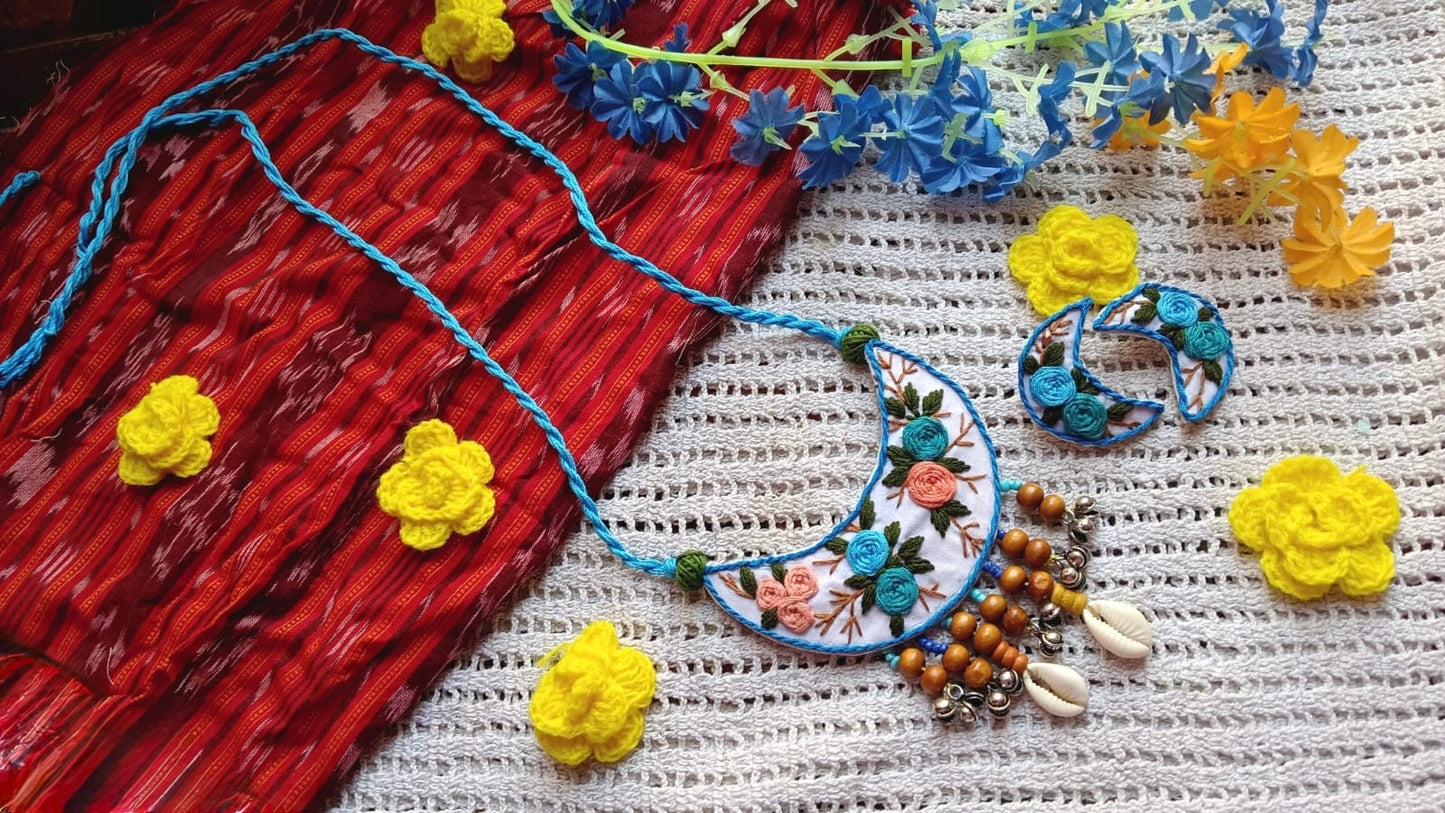 Kaveri Fabric necklace + Earrings Set