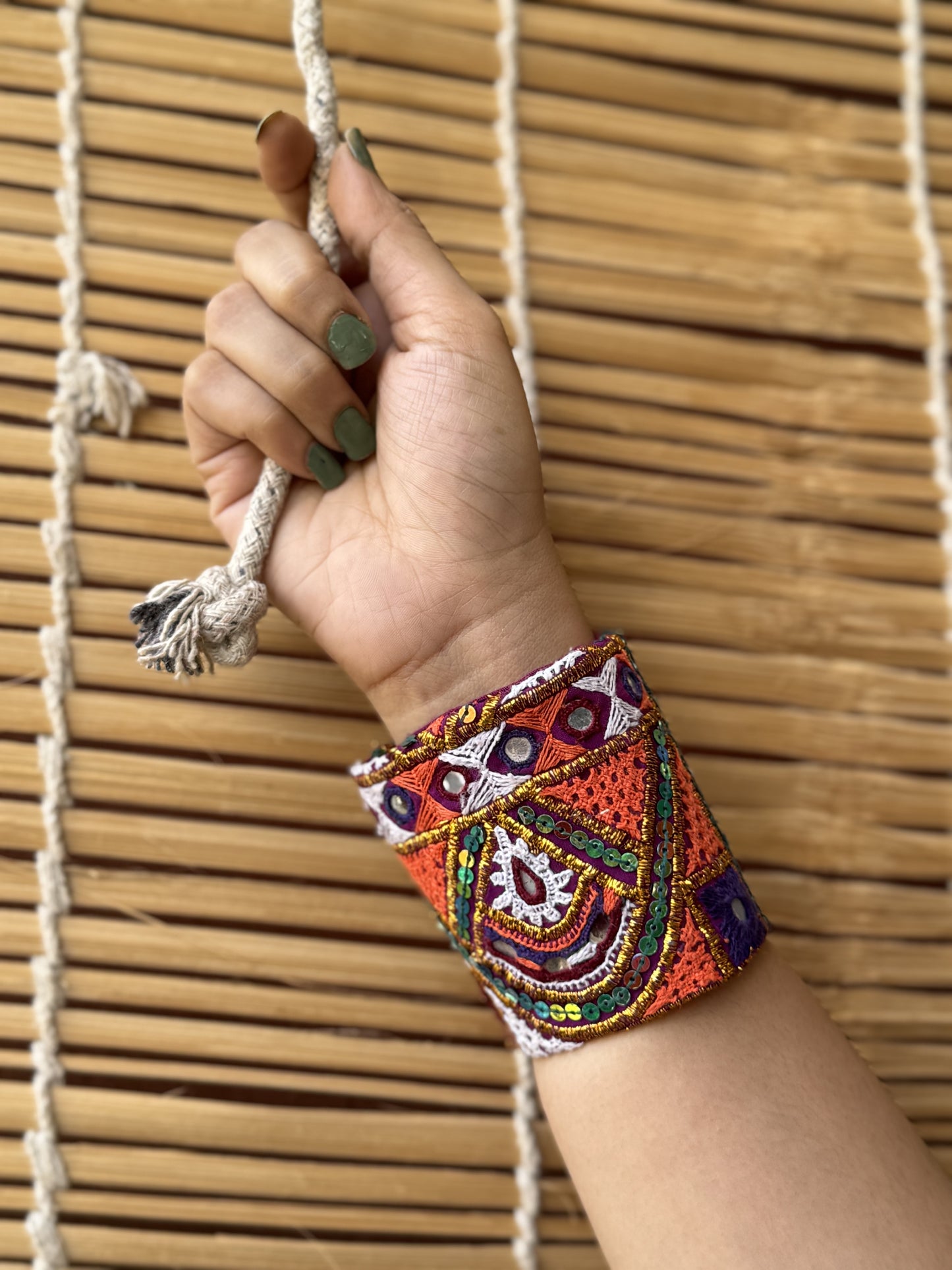 Ariaa Kutchi Fabric Bracelet | Handcuff