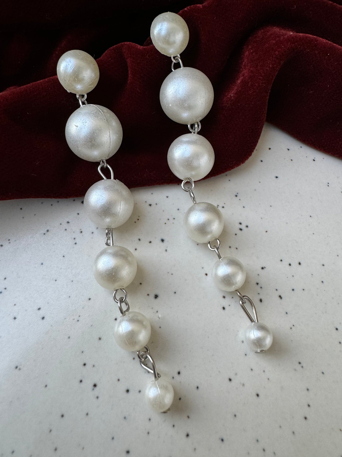 Silver Pearls Drops Earring