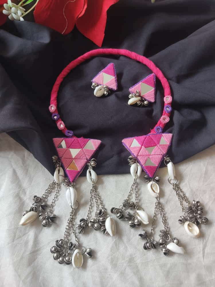 Gulabo Fabric Hasli + Earrings | Necklace set