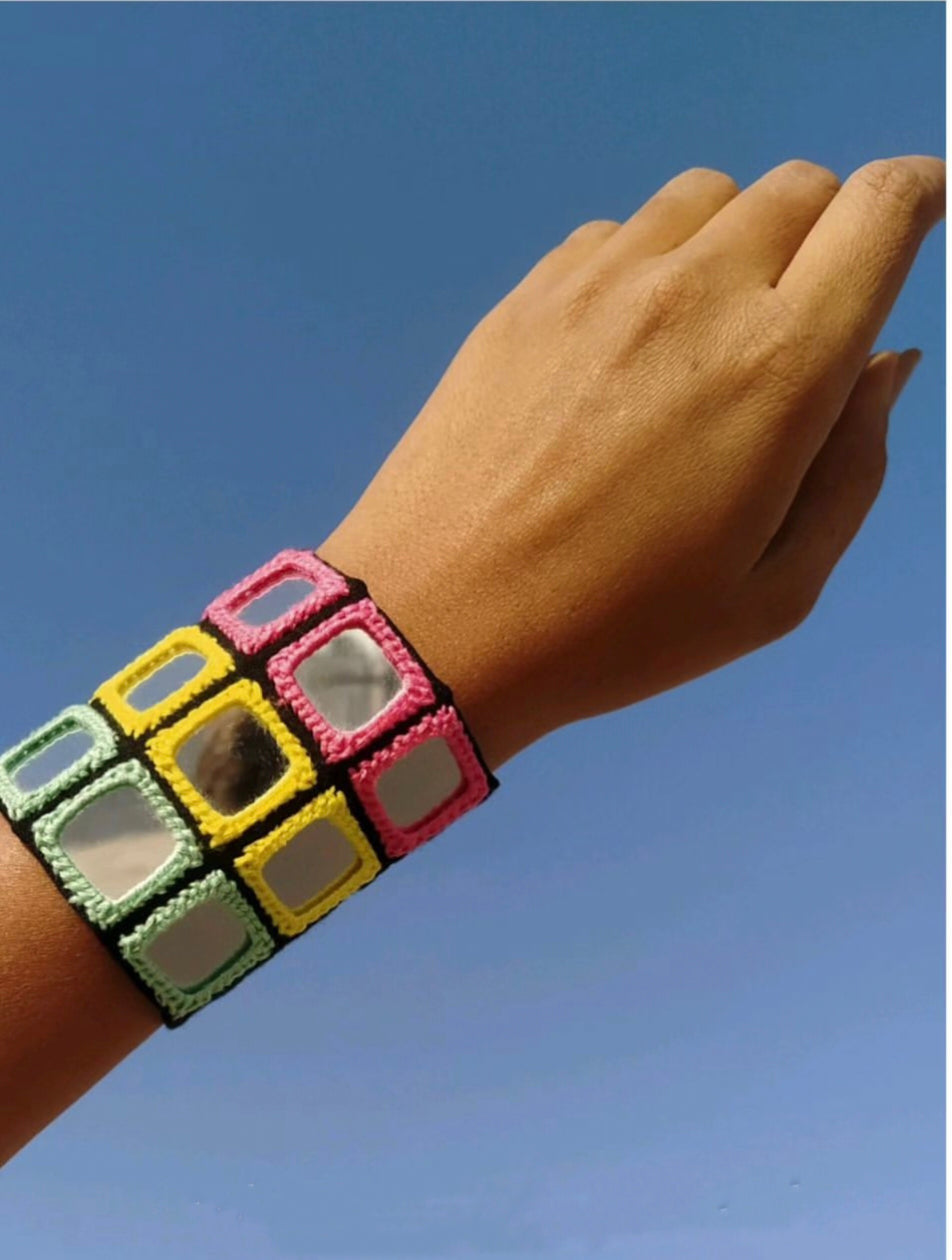 Manasvi Mirrorwork Necklace + Earrings + Bracelet | Combo set