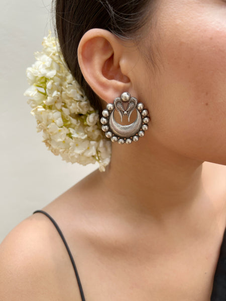 Vartula Earrings | German Silver Balis