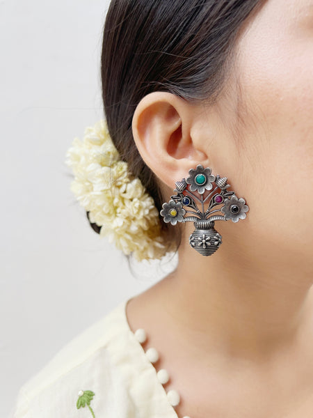Guldasta Earrings | German Silver Balis