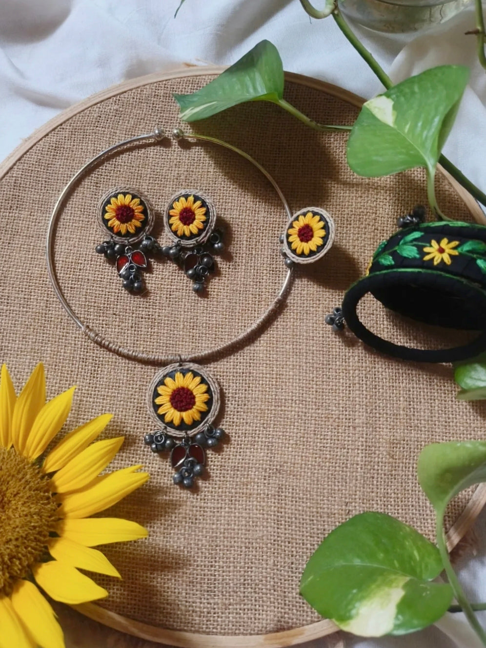 SuryaMukhi Necklace + Earrings + Ring + 6 bangles Set