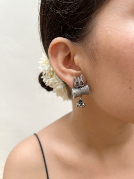 Trishul Earrings | German Silver Balis